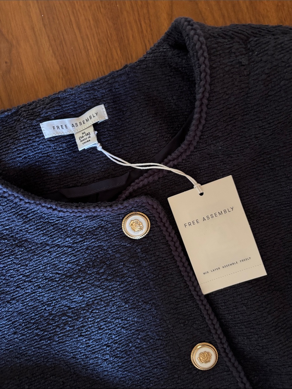 FREE ASSEMBLY COLLARLESS TWEED JACKET - Picture 7 of 12